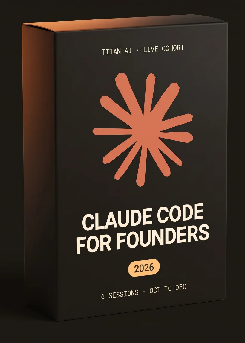 Claude Code for Founders 2026: the programme box, with the Claude mark and six sessions from October to December